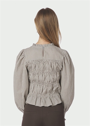 Marcia check bluse Dusty Brown Neo Noir